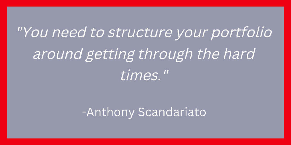 "You need to structure your portfolio around getting through the hard times."
-Anthony Scandariato